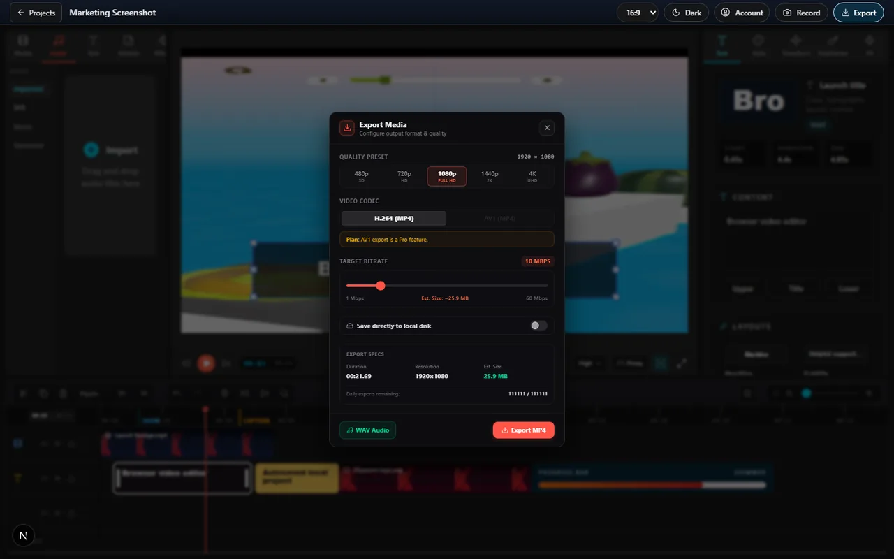 Upto 4K Free & Watermark-Free Exports